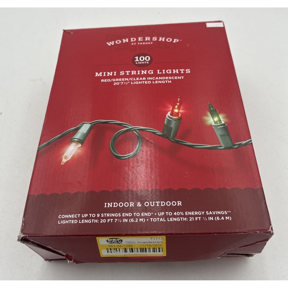 Wondershop 100 LED Mini string Lights Red Green Clear Xmas decor